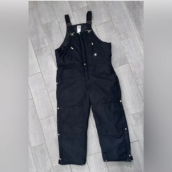 COPY Carhartt R33 Extremes Arctic Zip Front Bib Overall Black Quilt Lined 42 Pants